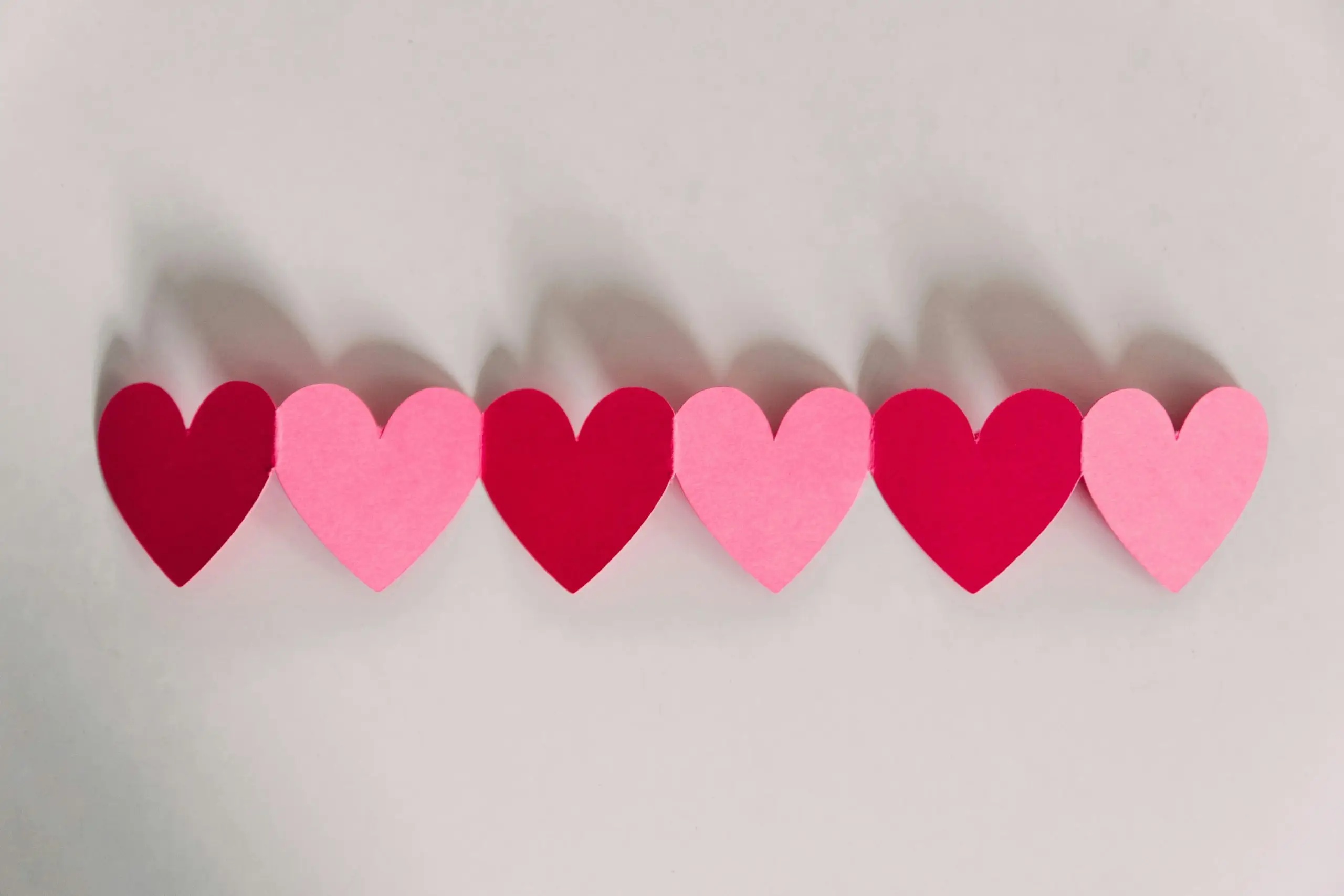A heart-shaped paper chain to promote learning to love yourself this Valentine's Day