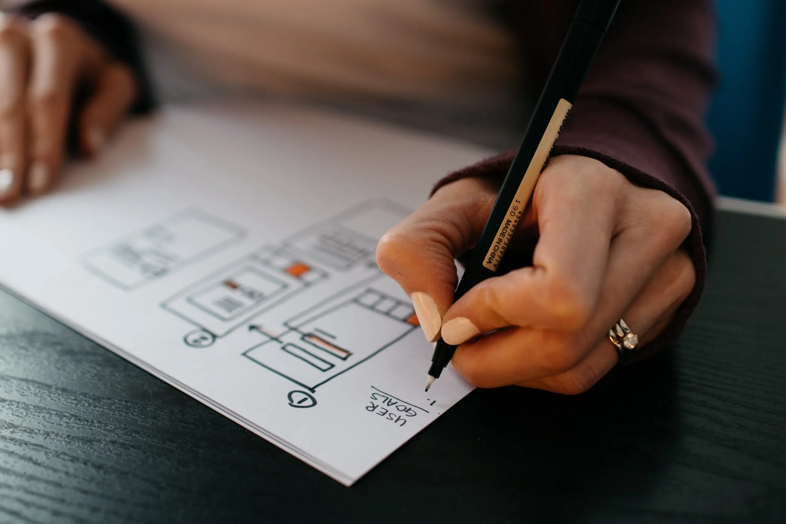 drawing up mental health plan with pen and paper
