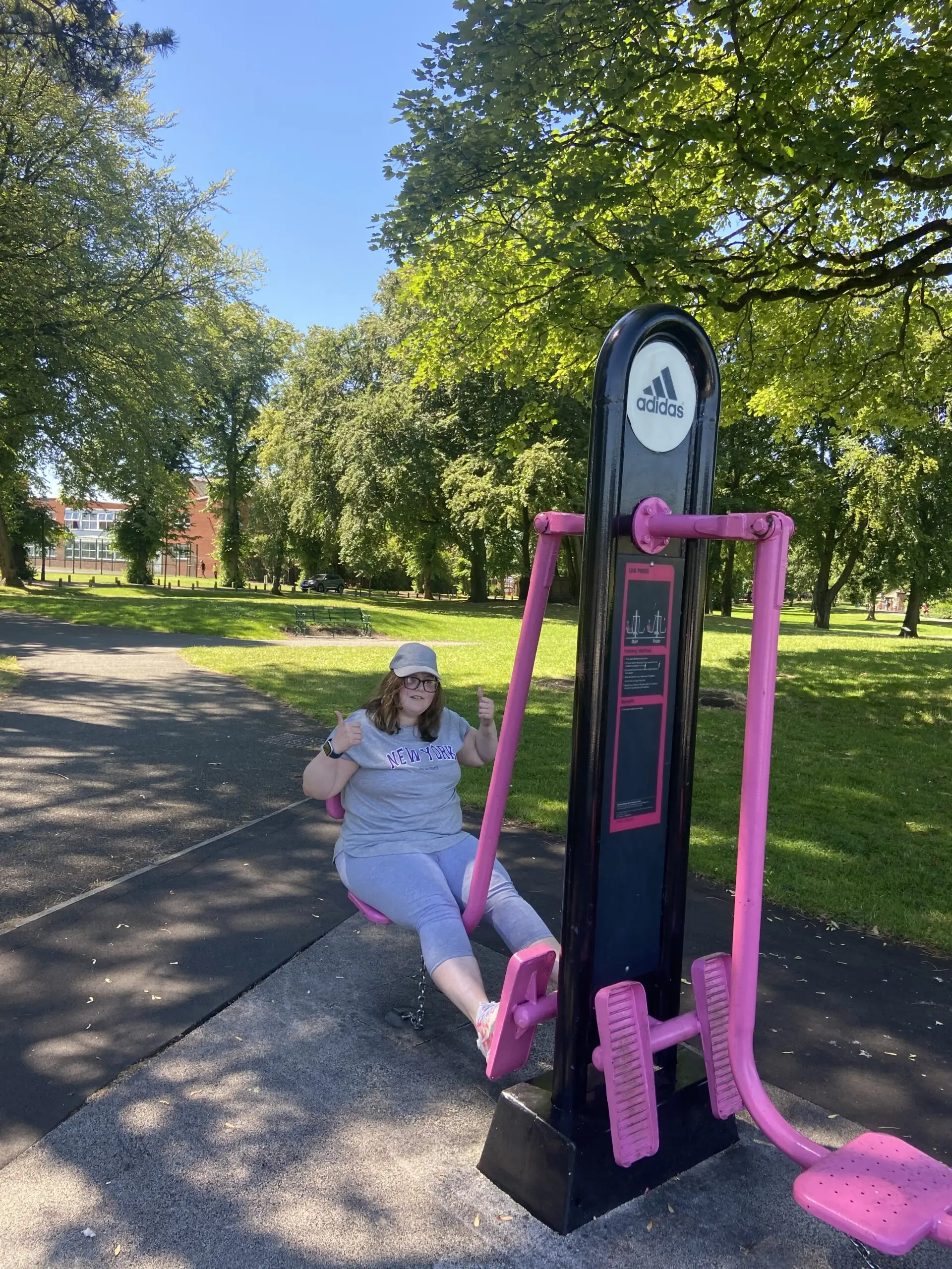 resident on park gym machine
