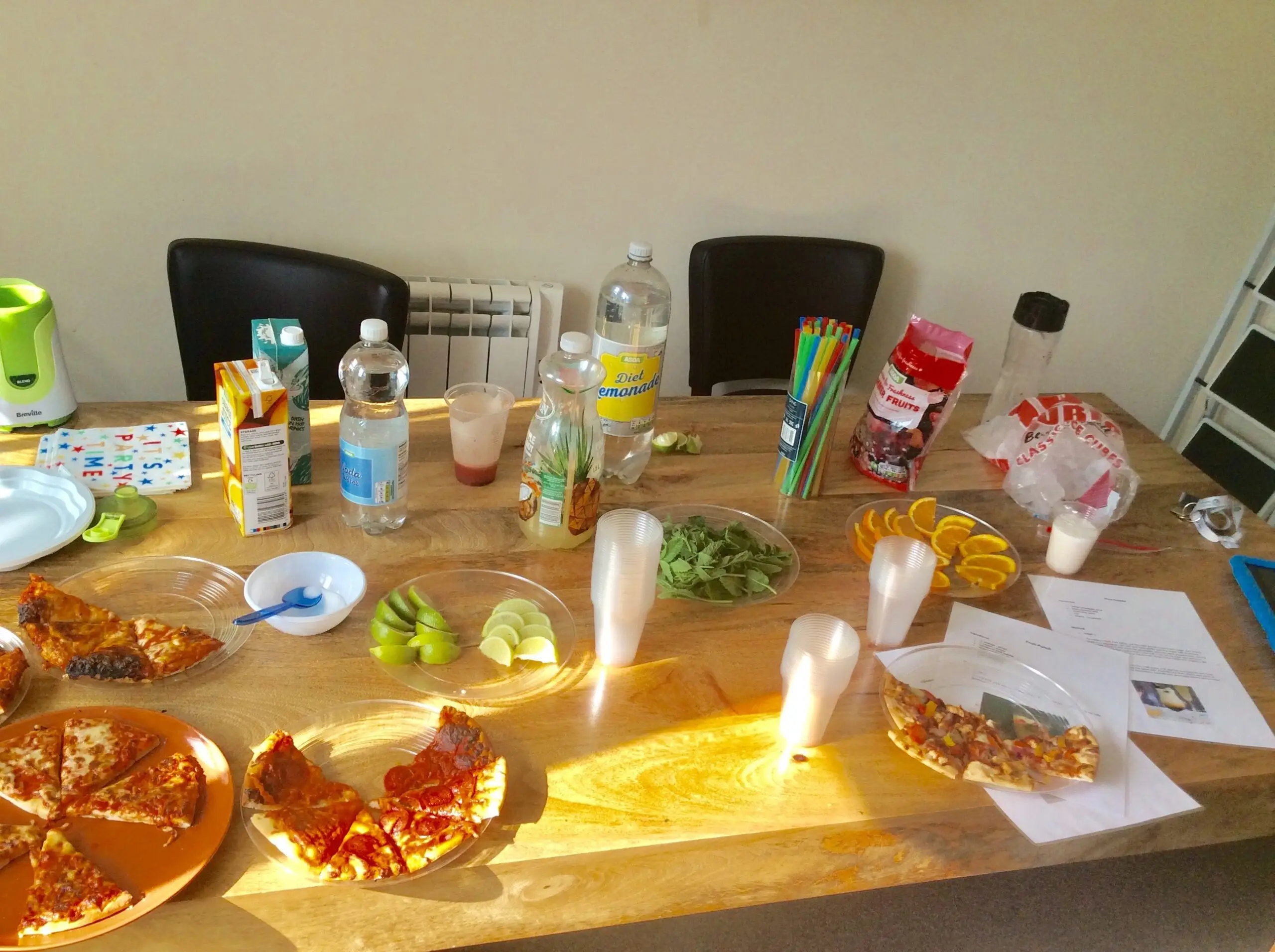 pizza ingredients on table