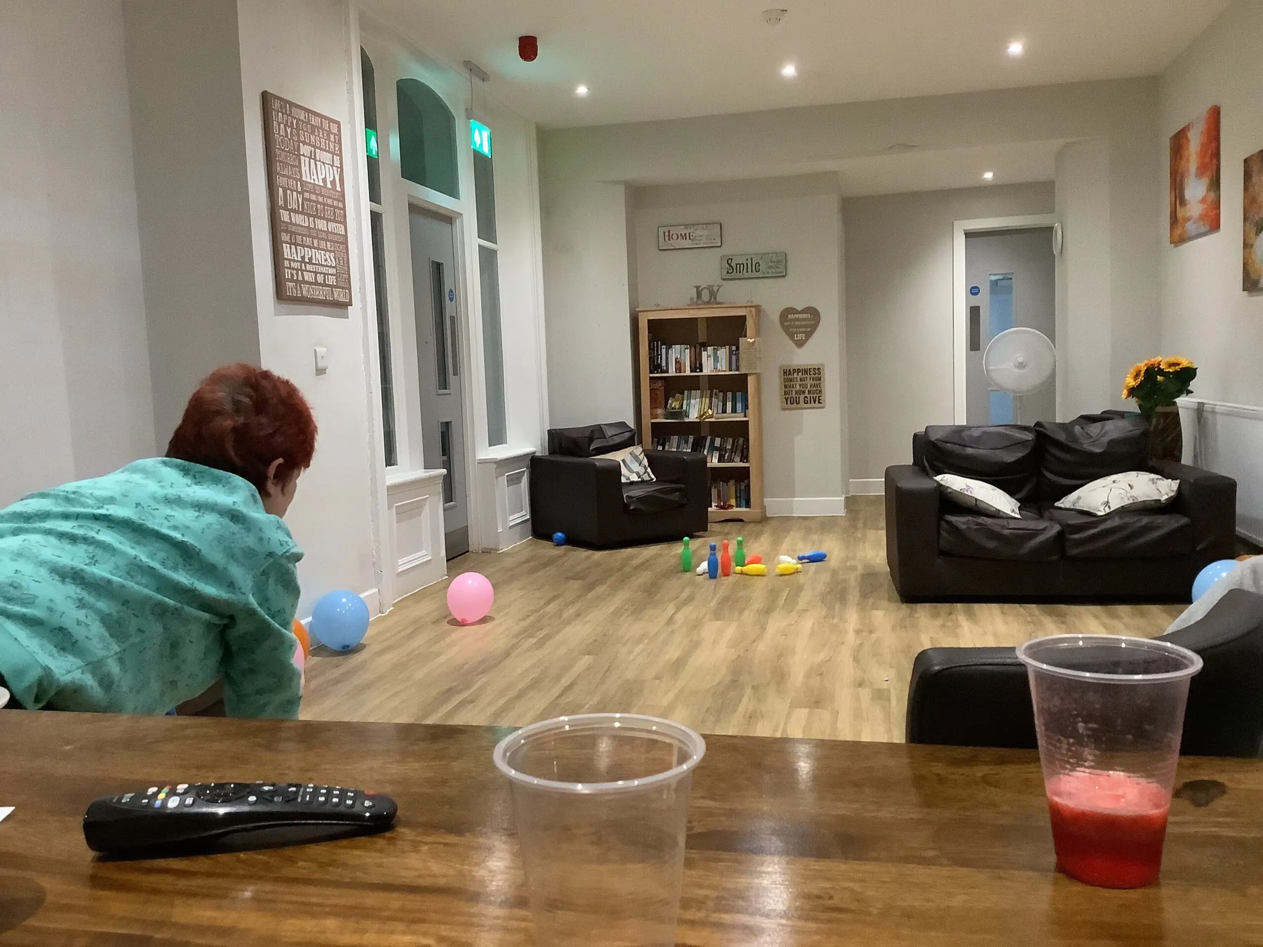 resident playing skittles