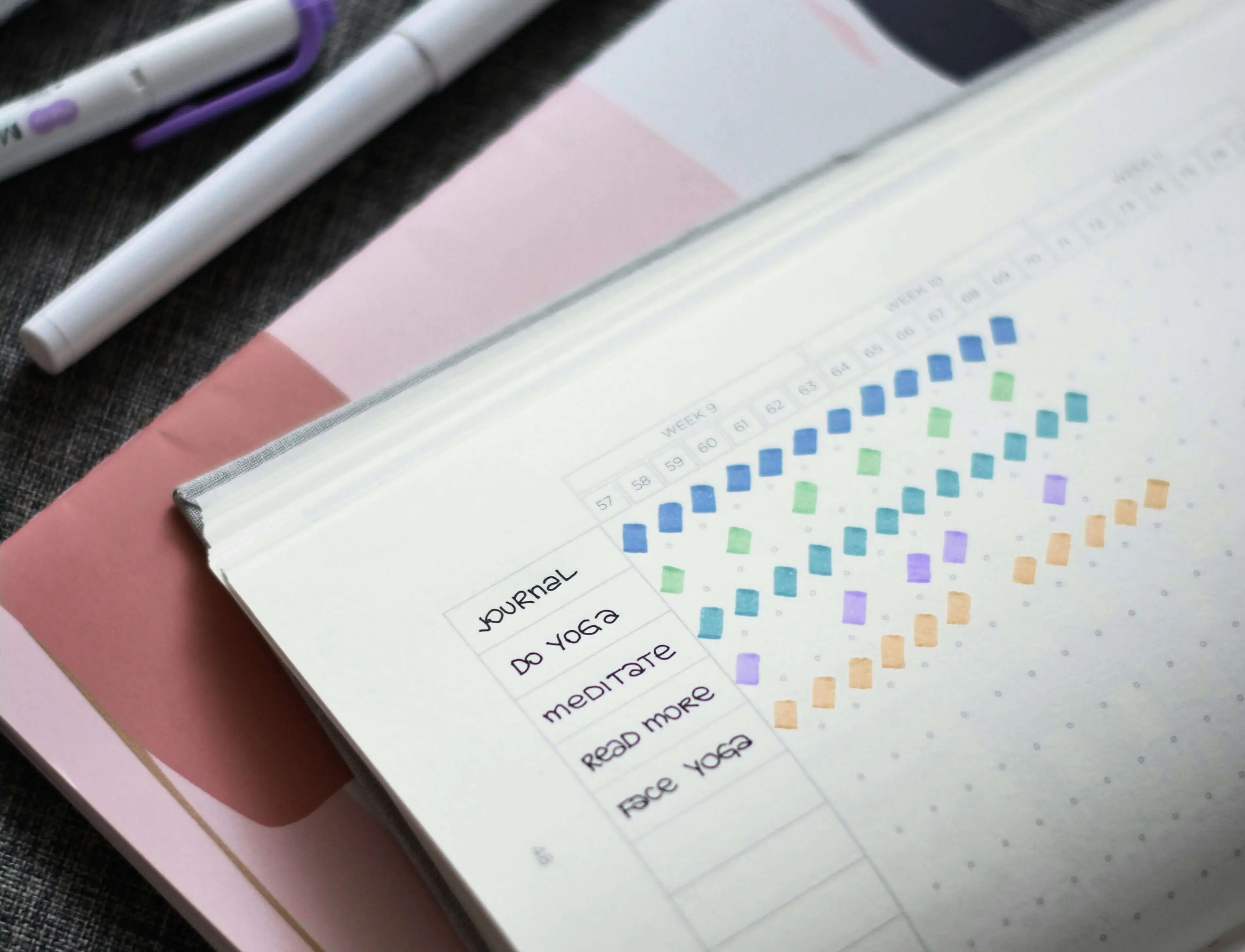 Journal for habit tracking to signify why establishing a routine matters for our mental health.
