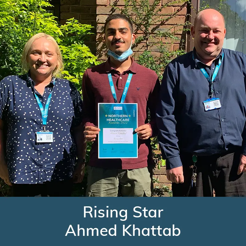 Ahmed Khattab receiving his award