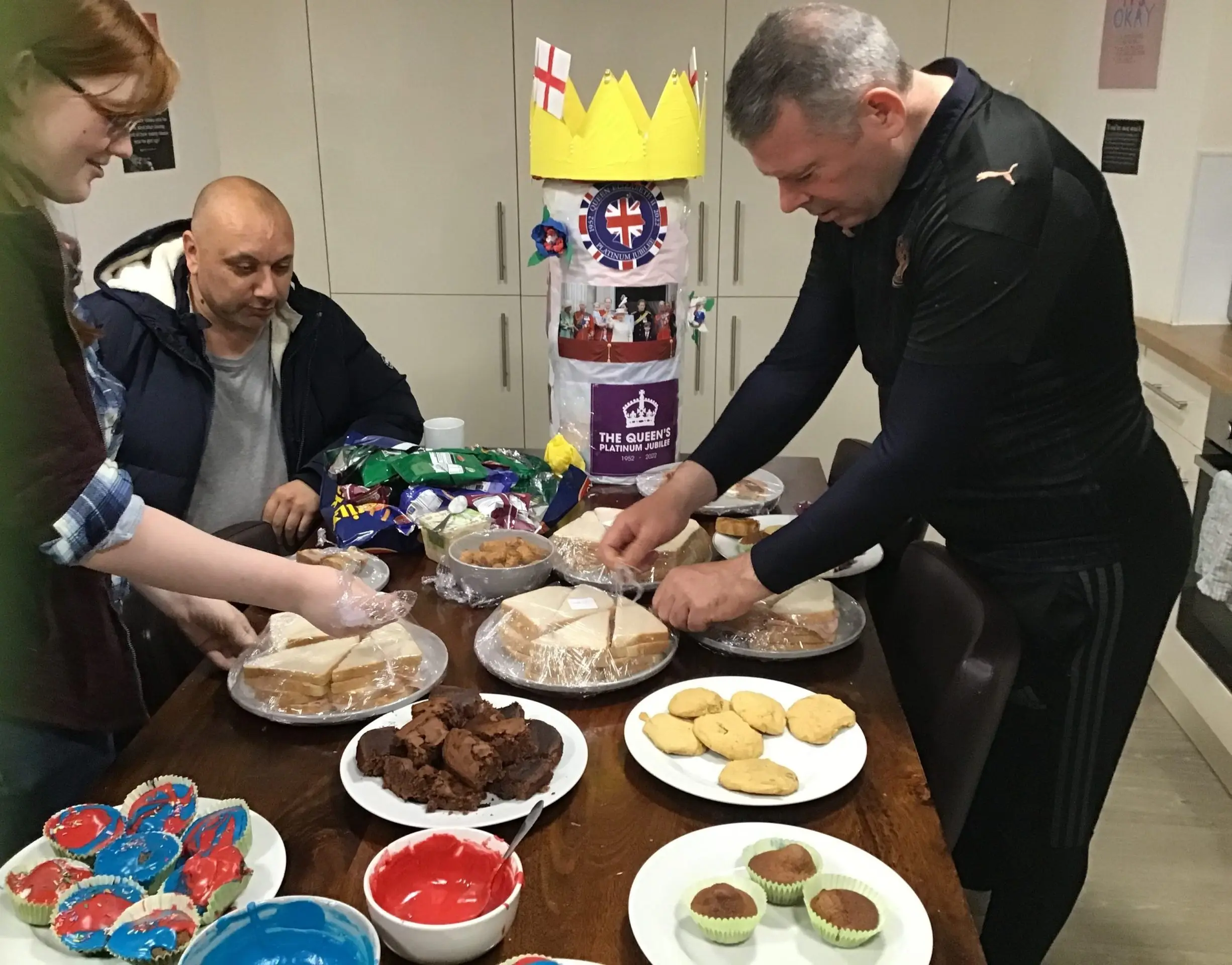 residents enjoying buffet
